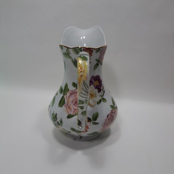 Royal Danube Flower Floral Pitcher Cabbage Roses Gold Trim Porcelain Vintage - Picture 2 of 16